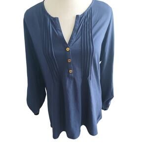 Lilly Pulitzer‎ pleated cotton top gold buttons large